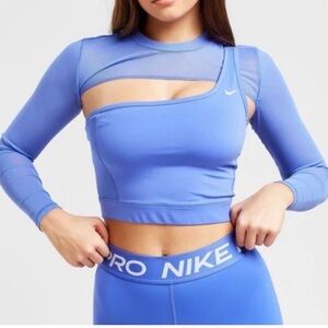 Nike Women's Vibrant Blue Long Sleeve Crop Top